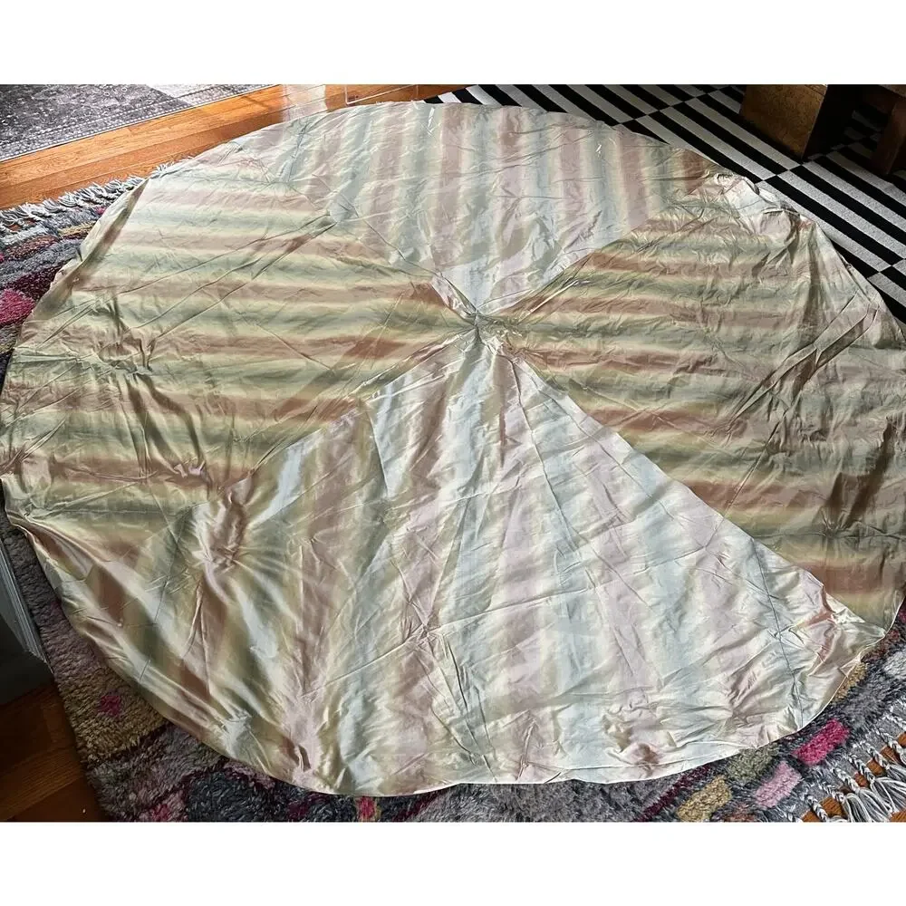 Silk Tablecloth 90” taffeta custom made luxurius pastel cream pink blue round
